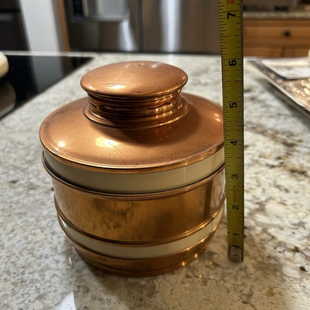 Vintage Chase USA Copper Tobacco Humidor Tin Lined Lidded Canister